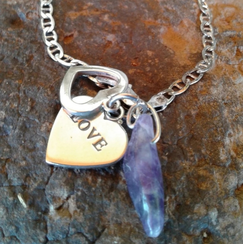 Sterling Silver AMETHYST charms bracelet